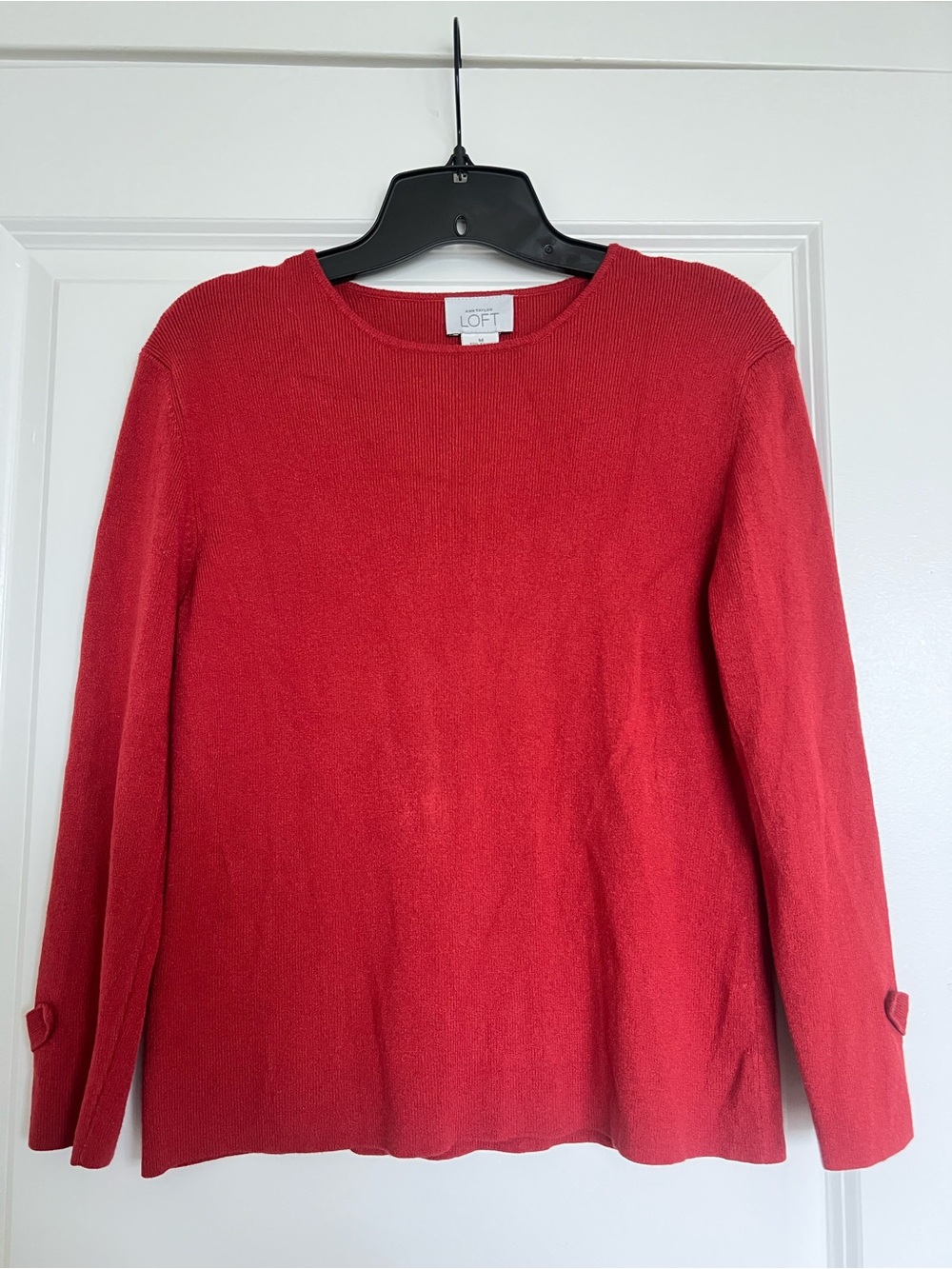 LOFT Red Crewneck Knit Sweater